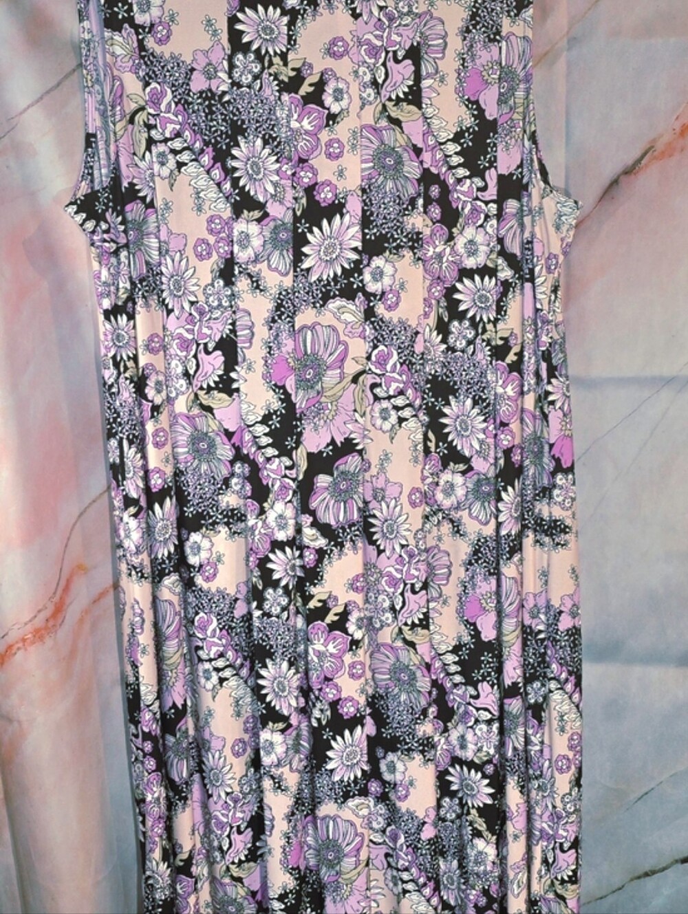Sleeveless Floral Tunic Dress in Pink & Black